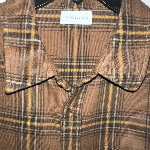John Elliott Brown Checkered Men's Shirt - Picture 4 of 6